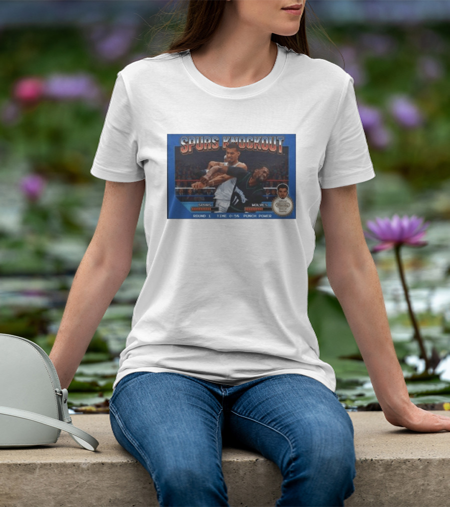 Original Spurs Knockout Official Wemby Spurs Vs Wolves Round 1 Time Punch Power T-Shirt