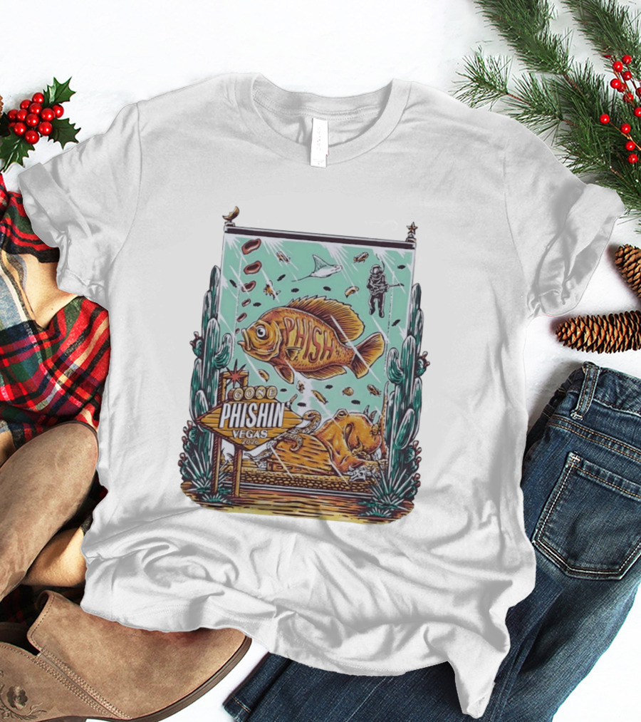 Gone Phishin Vegas 2026 Colorful Fish And Cactus Scene T-Shirt