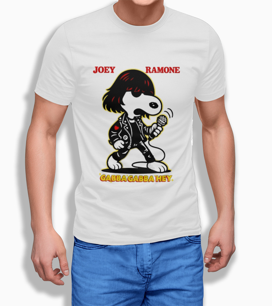 Snoopy Joey Ramone Gabba Gabba Hey Peanuts Crossover Iconic Collaboration T-Shirt