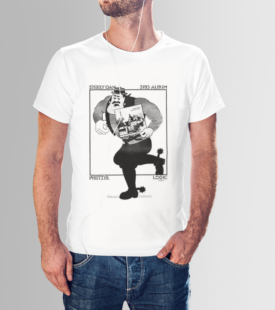 Steely Dan Pretzel Logic Tour 1974 Merchandise White Text Minimalist T-Shirt