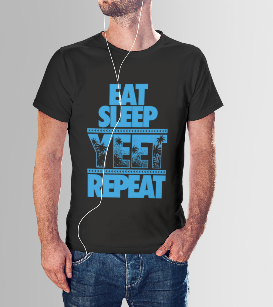 Eat Sleep Yeet Repeat WWE Jey Uso Blue Tropical T-Shirt
