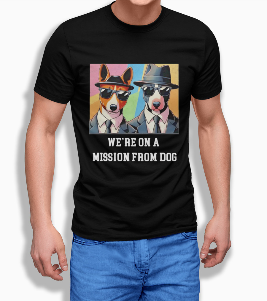 Basenji Dog Black Suit Mission From Dog Sunglasses And Hats T-Shirt