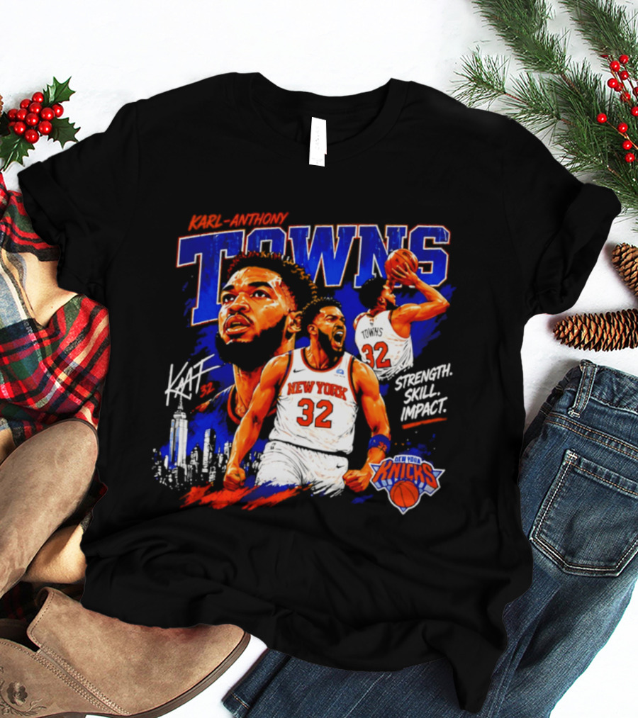 Karl Anthony Towns New York Knicks Strength Skill Impact 32 T-Shirt