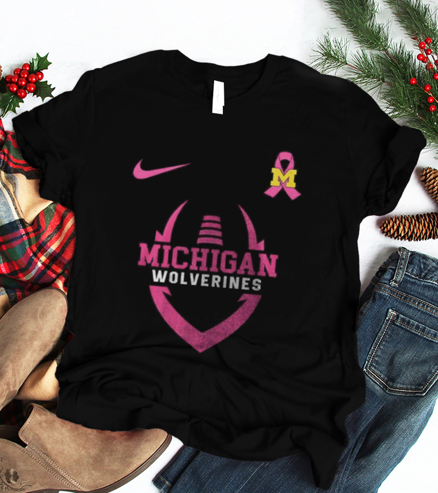 Michigan Wolverines Pink Out Real Fans Wear Pink Nike M T-Shirt
