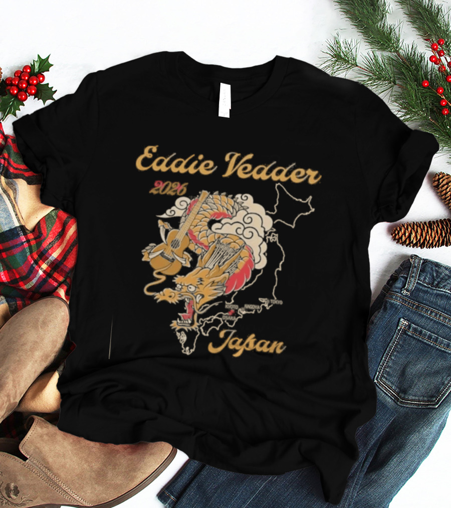 Eddie Vedder 2026 Japan Dragon Guitar Map T-Shirt