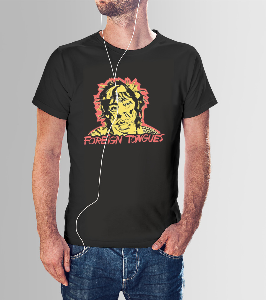 Foreign Tongues Neon Pop Art Vintage Retro 80s Distorted Face T-Shirt