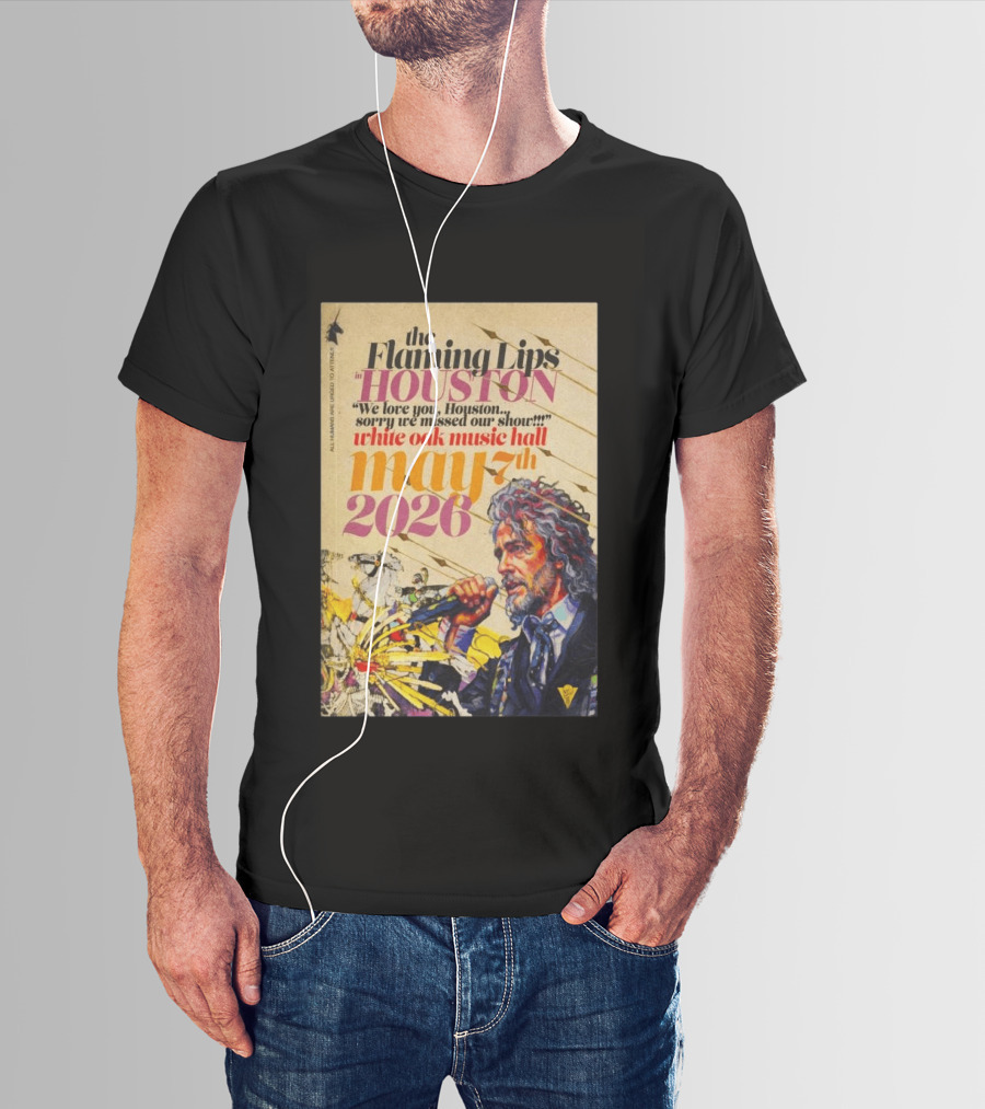 The Flaming Lips In Houston White Oak Music Hall May 7th 2026 Concert T-Shirt