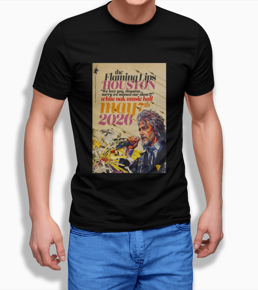 The Flaming Lips In Houston White Oak Music Hall May 7th 2026 Concert T-Shirt