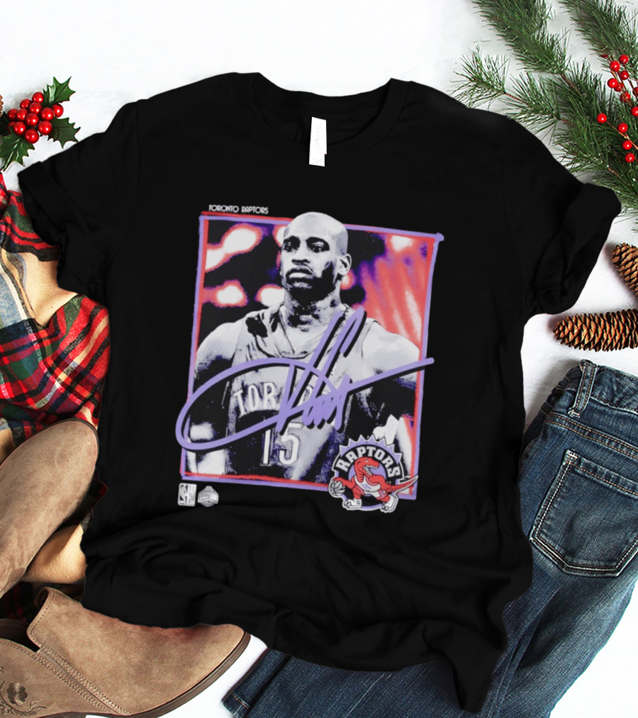 Vince Carter Number 15 Toronto Raptors NBA Hardwood Classics Freeze Frame T-Shirt