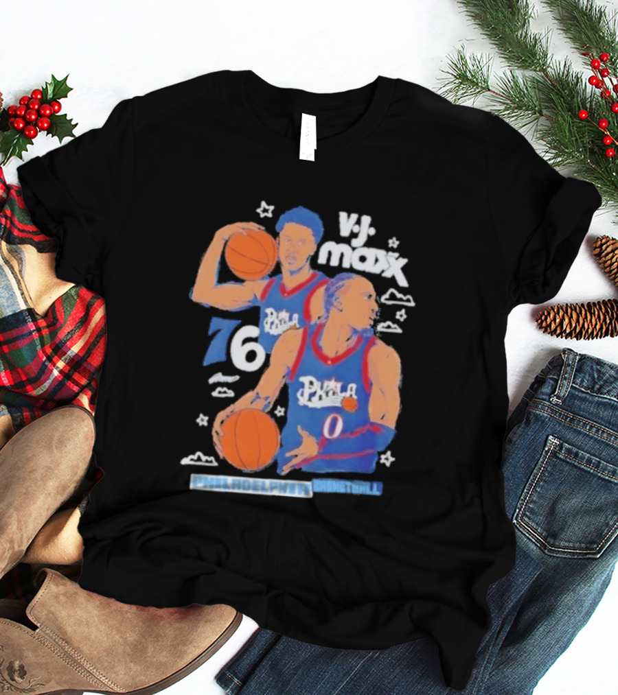 Vj Maxx Philadelphia 76ers Basketball Cartoon Nba 2026 T-Shirt