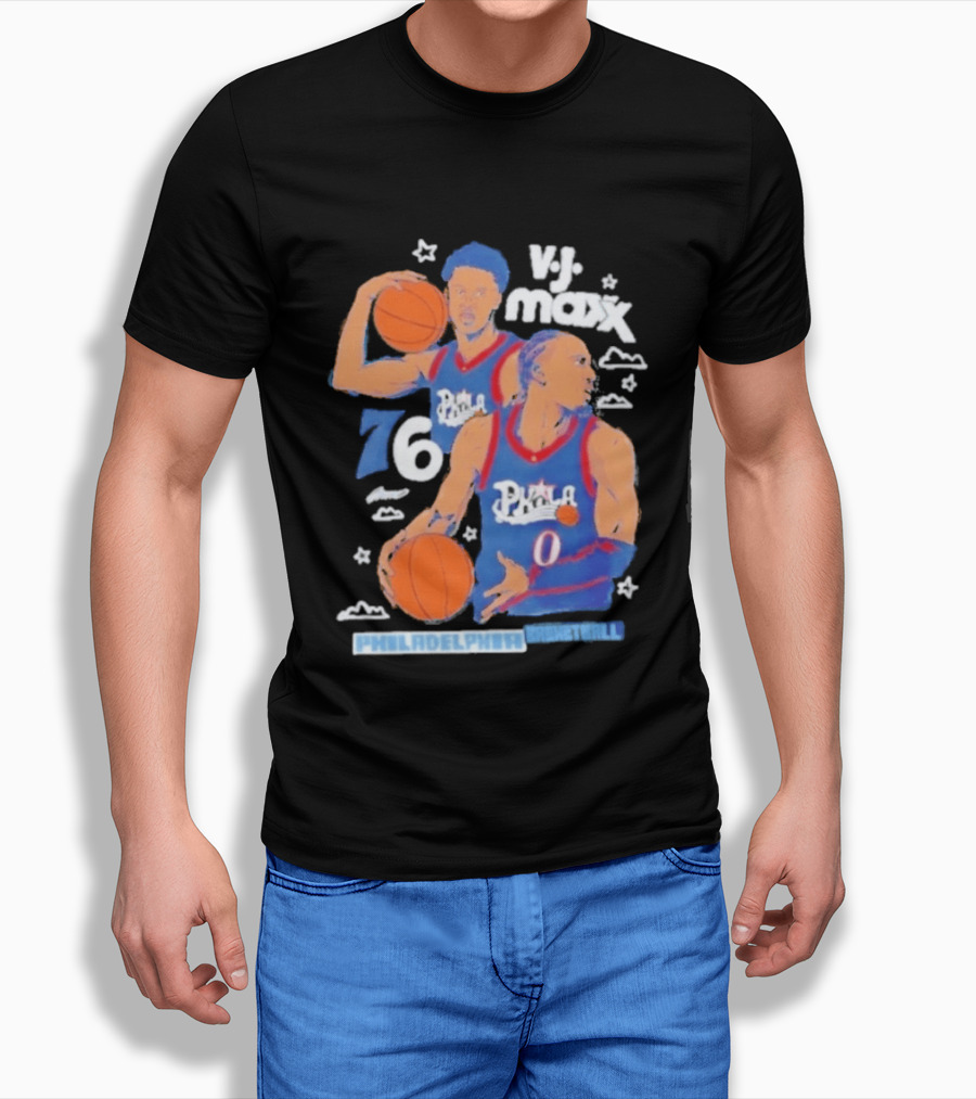 Vj Maxx Philadelphia 76ers Basketball Cartoon Nba 2026 T-Shirt