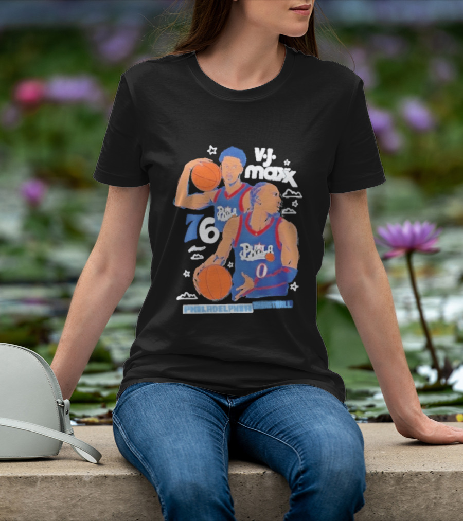 Vj Maxx Philadelphia 76ers Basketball Cartoon Nba 2026 T-Shirt