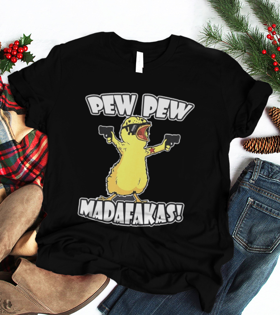 Pew Pew Madafakas Yellow Duck With Pistols T-Shirt