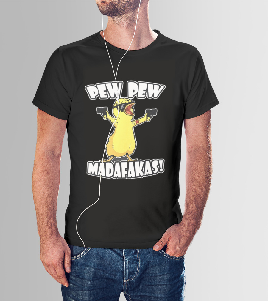 Pew Pew Madafakas Yellow Duck With Pistols T-Shirt