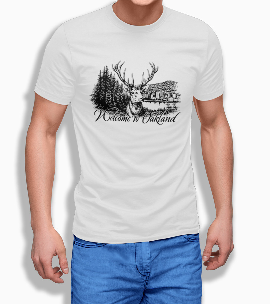 Welcome To Oakland Deer And Forest Scene T-Shirt