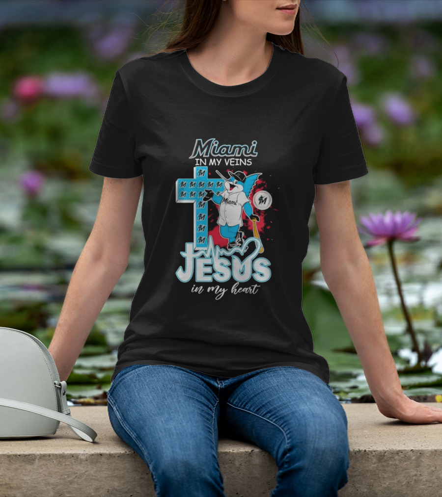 Miami Marlins Billy The Marlin Jesus In My Heart T-Shirt