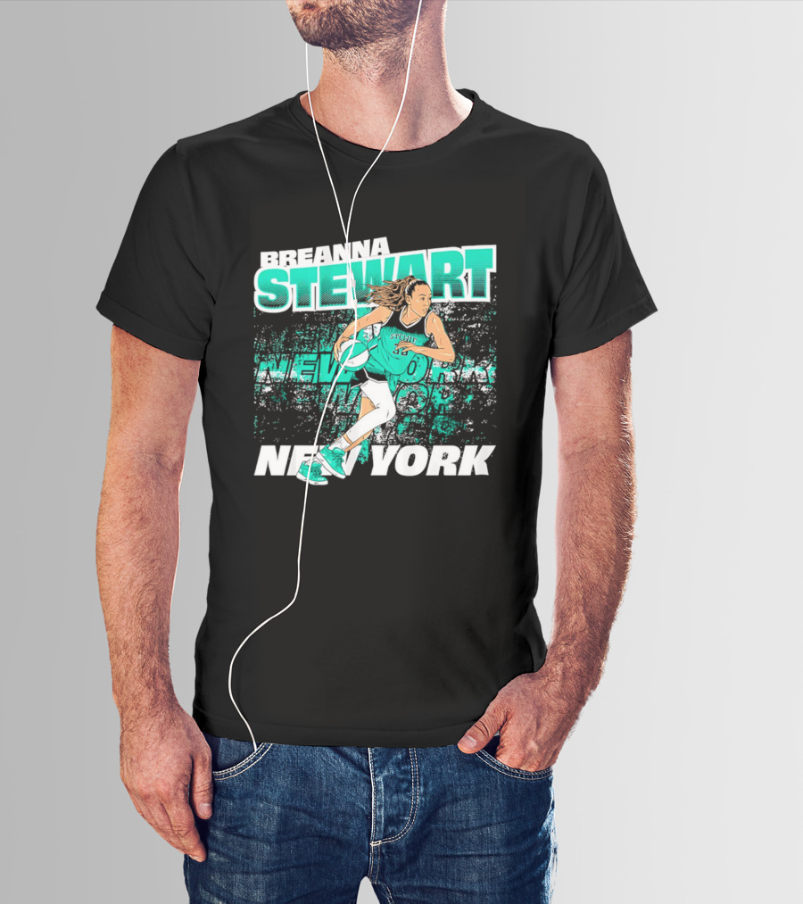 Breanna Stewart New York Basketball Player Action T-Shirt