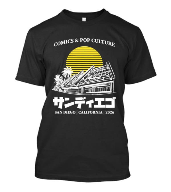 Comics And Pop Culture San Diego California 2026 Yellow Sun Palm Trees Japanese T-Shirt