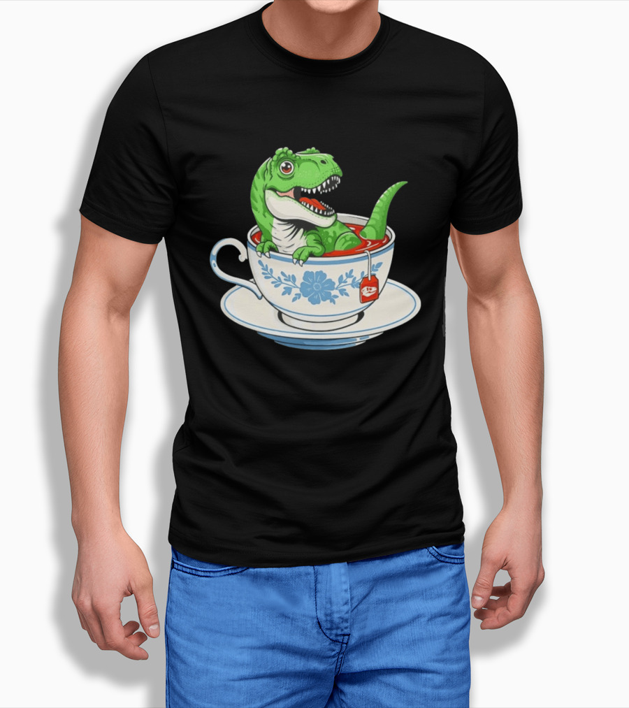 Tea Rex Dinosaur In Teacup With Tea Bag T-Shirt