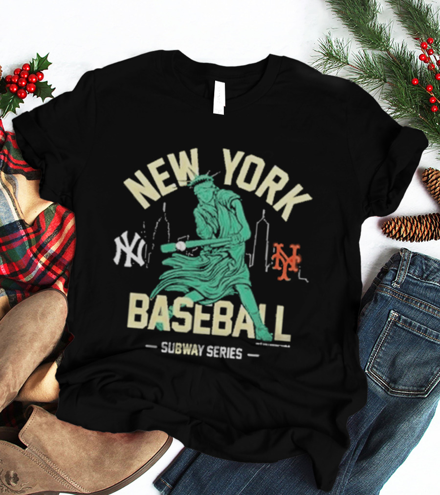 New York Baseball 2026 Subway Series Yankees Mets Statue Liberty T-Shirt