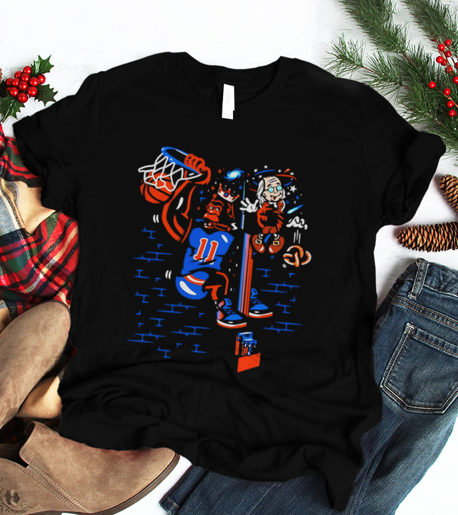 New York Knicks Basketball Number 11 Dunking Action T-Shirt