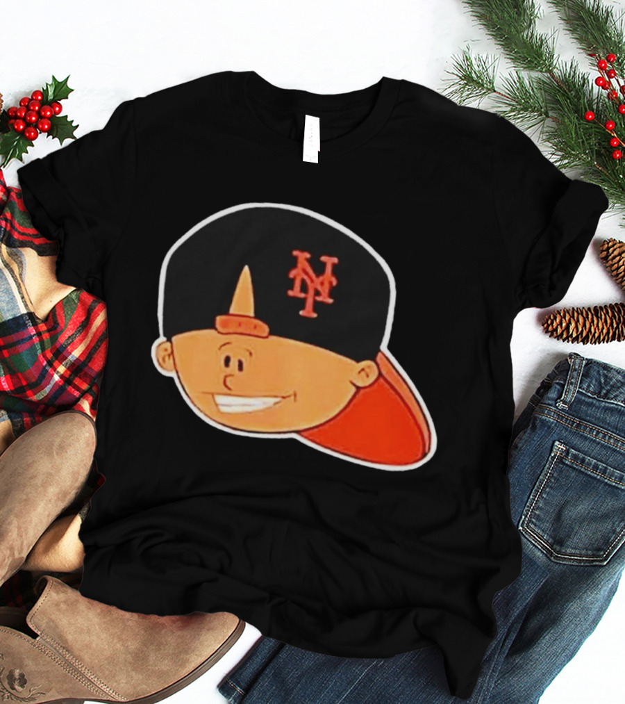 New York Mets Cartoon Kid Smiling Team Hat T-Shirt