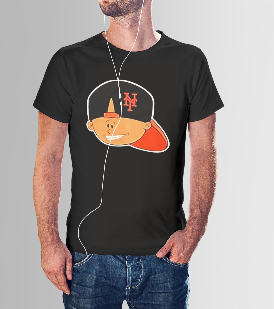 New York Mets Cartoon Kid Smiling Team Hat T-Shirt