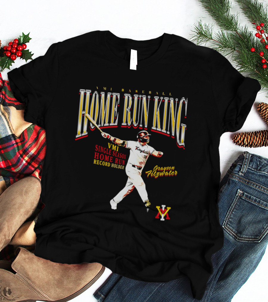 VMI Baseball Home Run King Grayson Fitzwater Single Season Record Holder T-Shirt