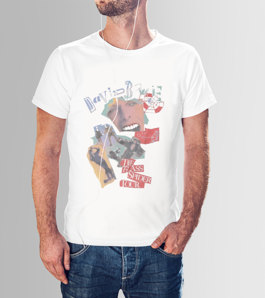 David Bowie The Glass Spider Tour Collage Face 80s Legends T-Shirt