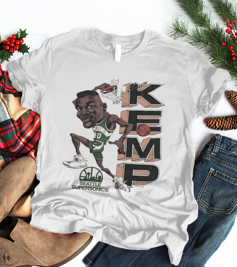 Shawn Kemp Seattle SuperSonics Basketball Caricature T-Shirt