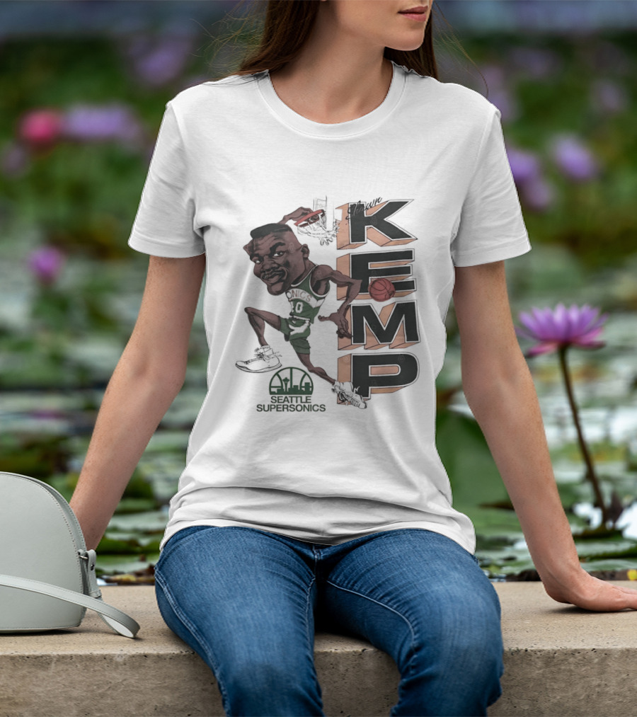 Shawn Kemp Seattle SuperSonics Basketball Caricature T-Shirt
