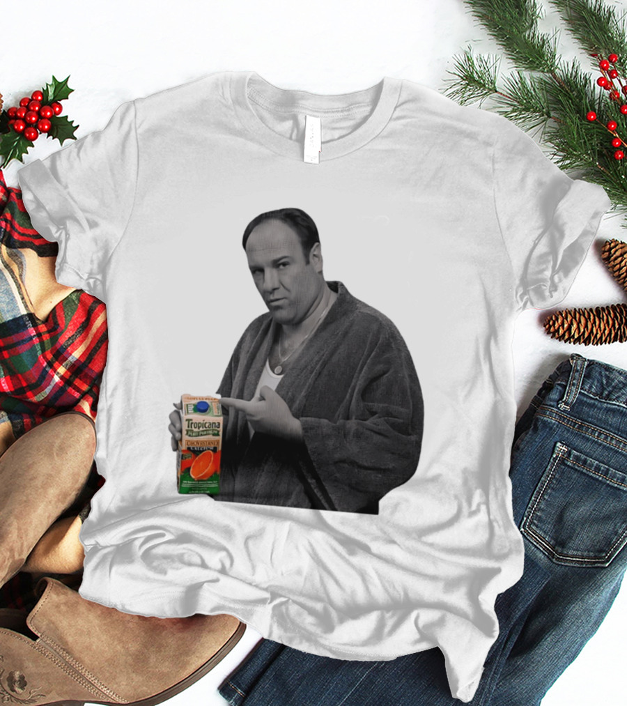 The Sopranos Tony Soprano Holding Tropicana Pure Premium Orange Juice T-Shirt
