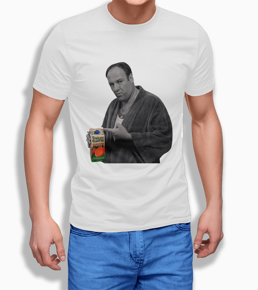 The Sopranos Tony Soprano Holding Tropicana Pure Premium Orange Juice T-Shirt