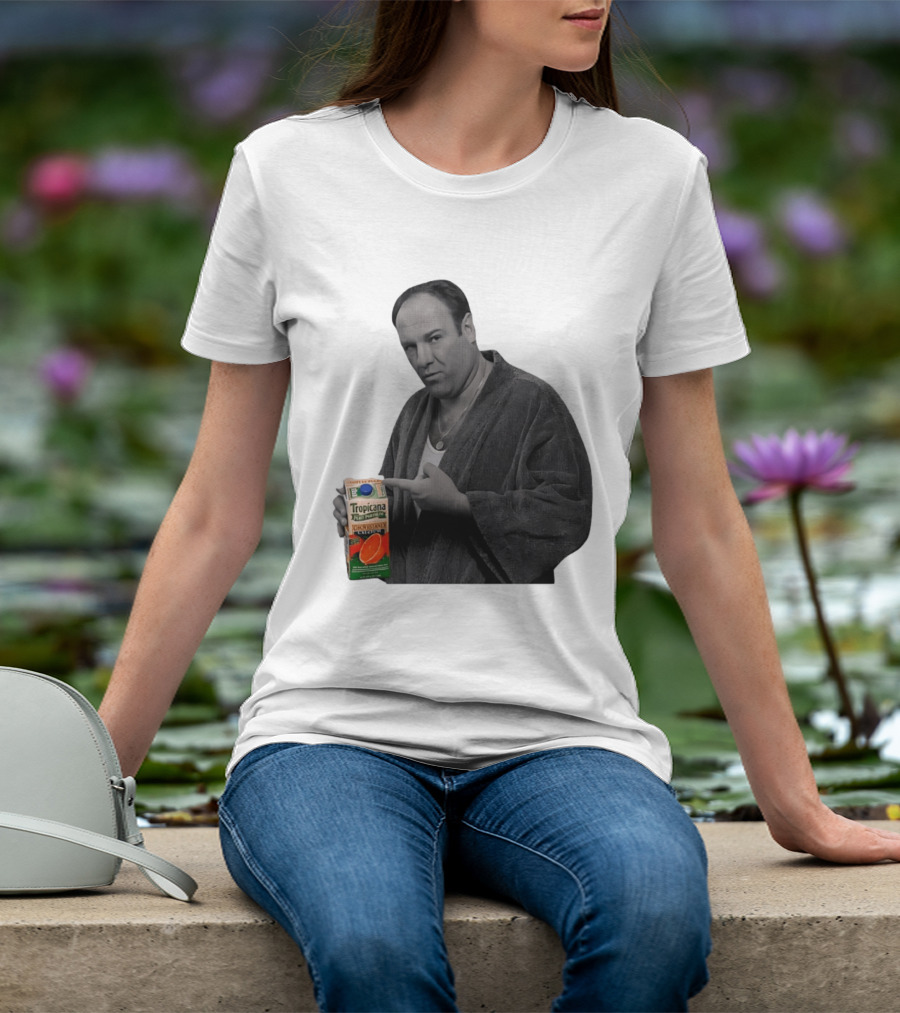 The Sopranos Tony Soprano Holding Tropicana Pure Premium Orange Juice T-Shirt