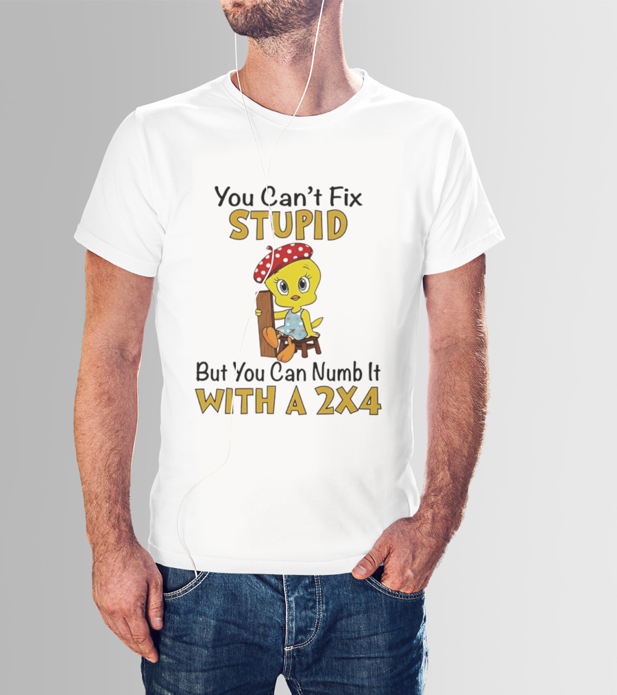 Tweety Bird You Can't Fix Stupid But You Can Numb It With A 2x4 T-Shirt