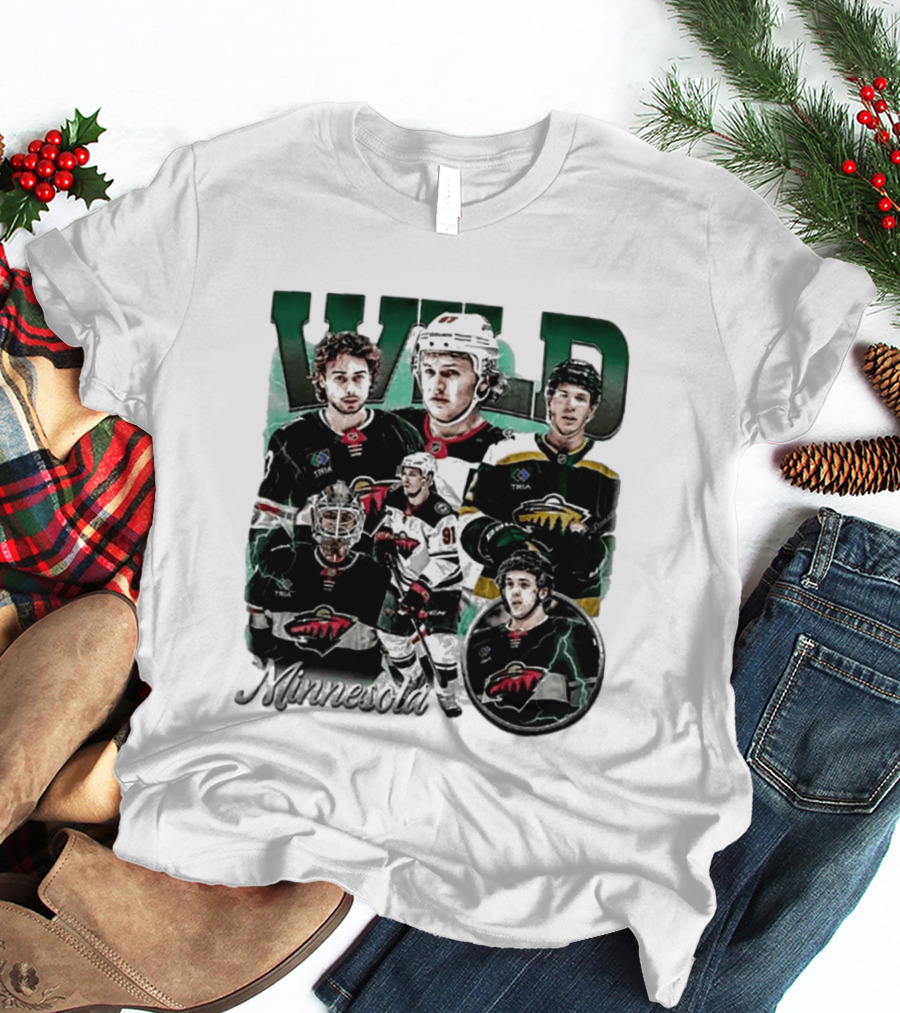 Minnesota Wild Ice Hockey Players Bootleg Comfort T-Shirt