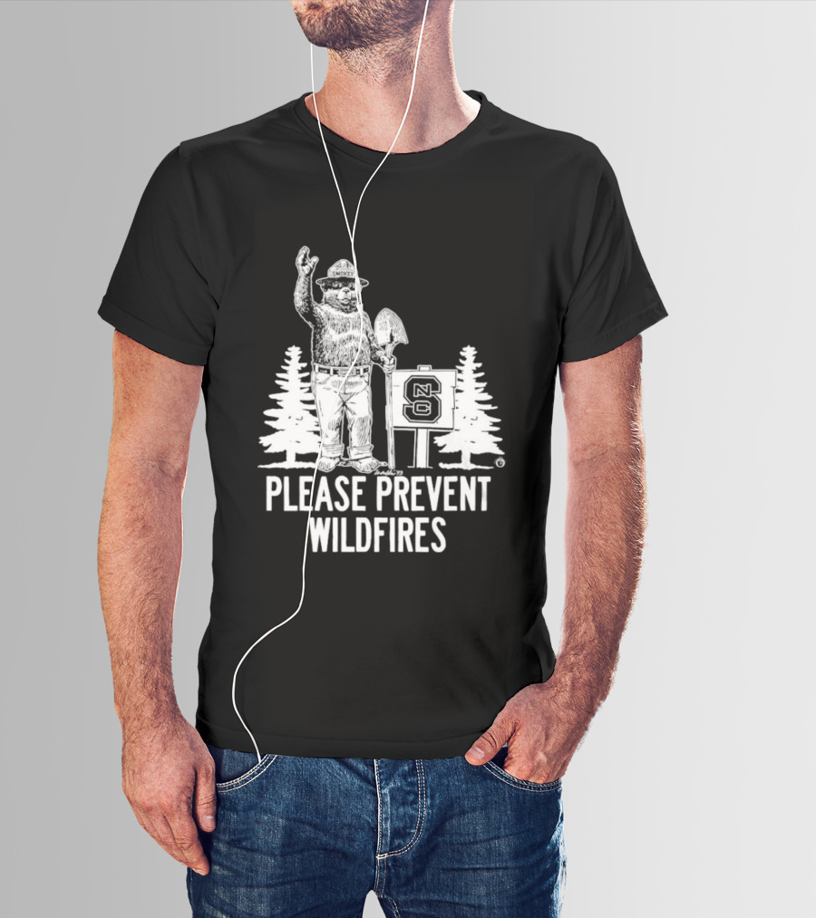 Smokey Bear NC State Collaboration Please Prevent Wildfires T-Shirt