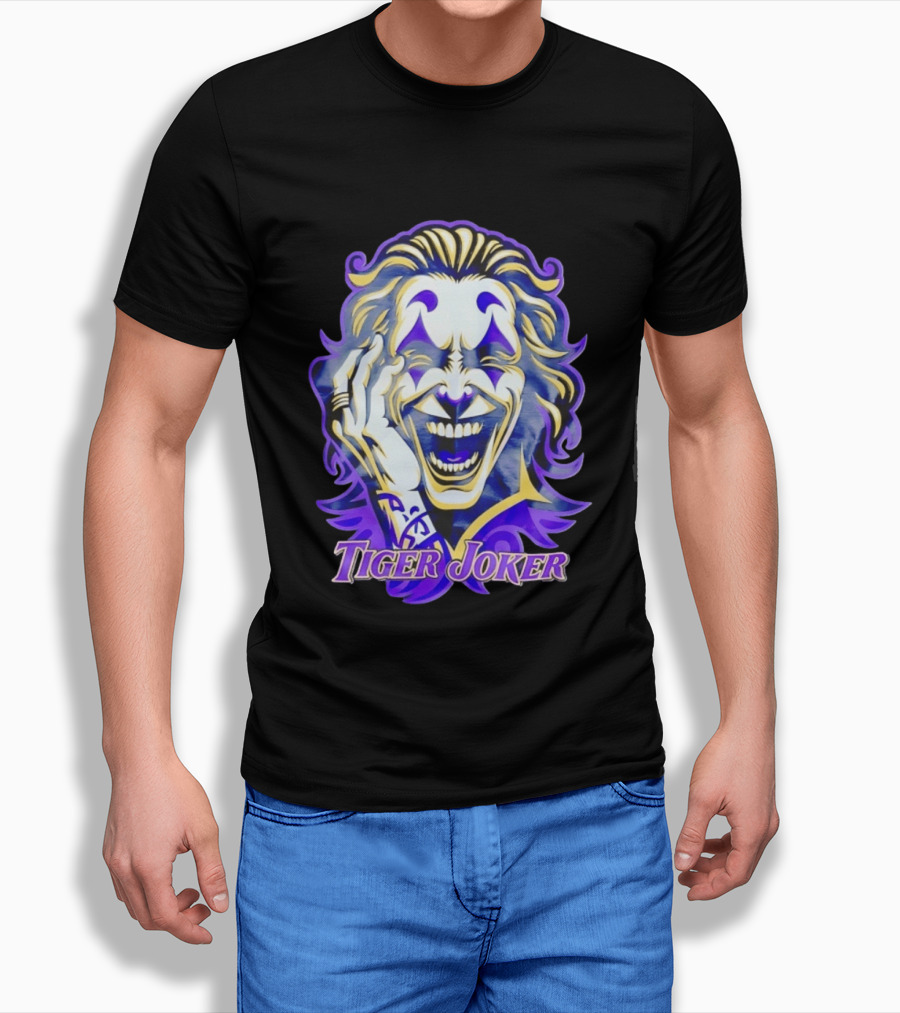 Tiger Joker Mischievous Grin Purple Aura T-Shirt