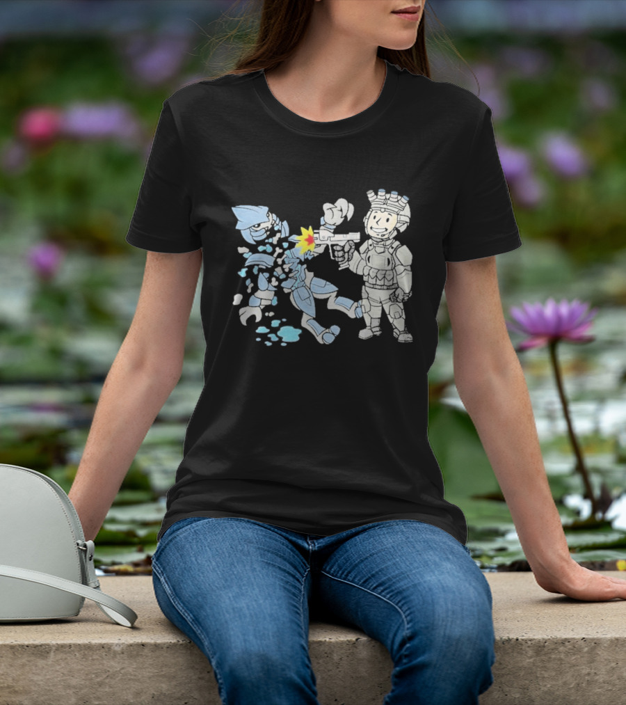 Xeno Slayer Threat Llama Alien Battle Scene T-Shirt