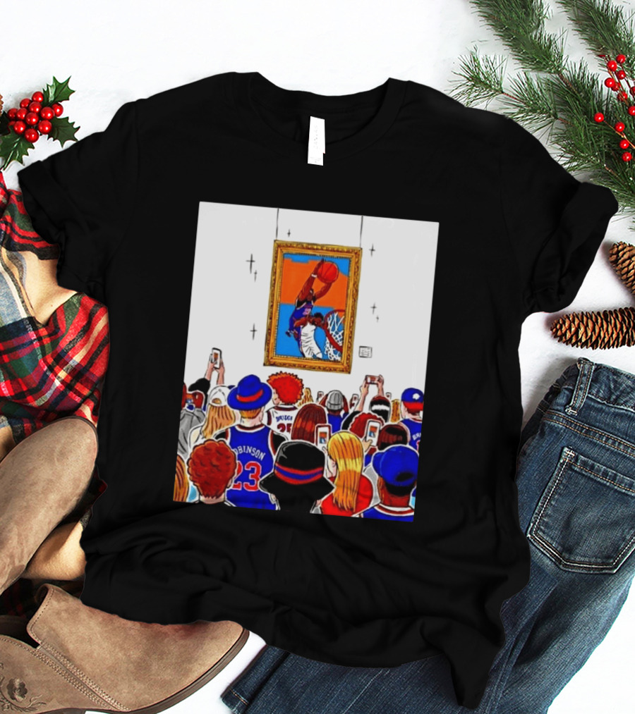 Mitchell Robinson New York Knicks Dunk Over Joel Embiid Crowd T-Shirt