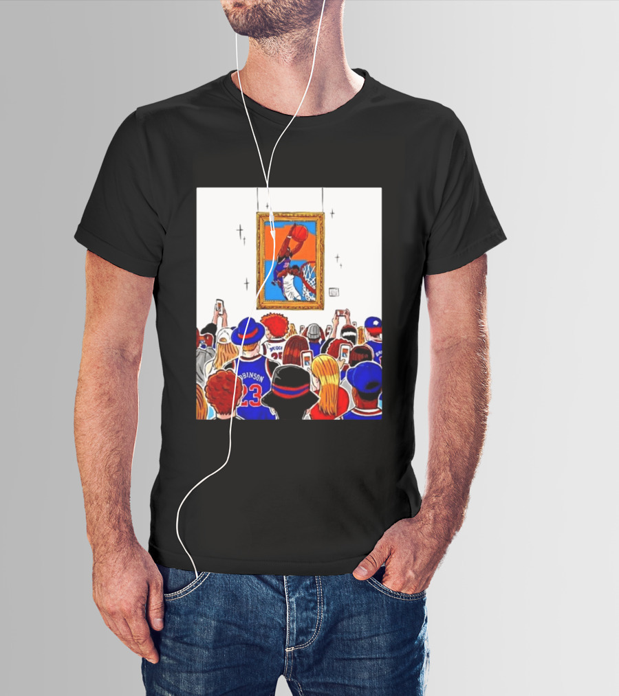 Mitchell Robinson New York Knicks Dunk Over Joel Embiid Crowd T-Shirt