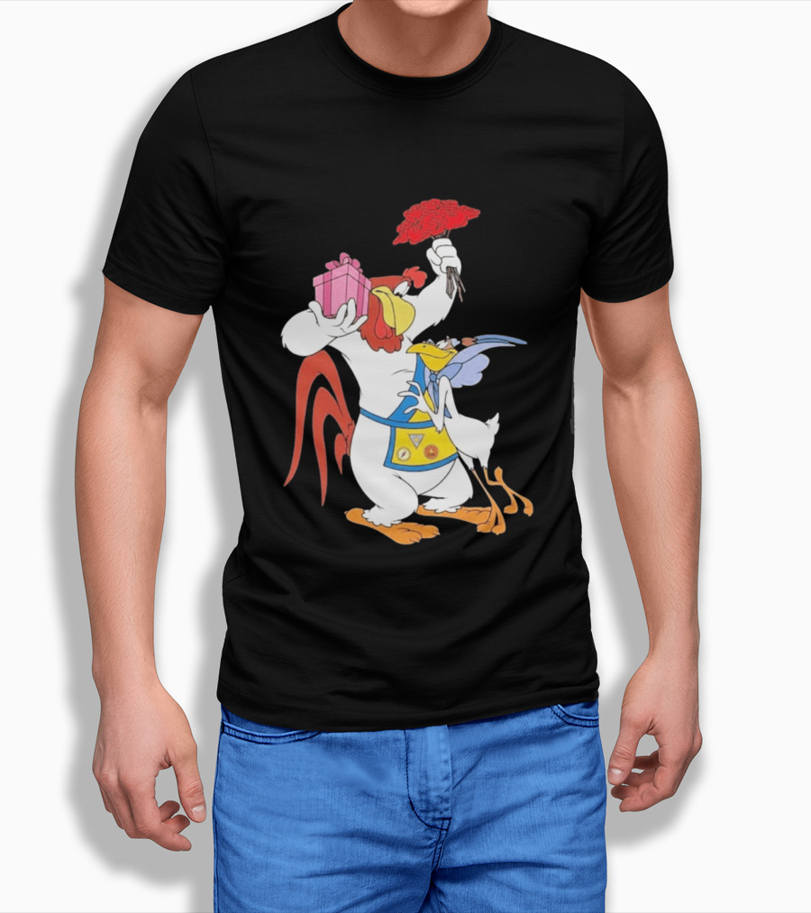 Foghorn Leghorn Miss Prissy Holding Roses And Gift Valentine Looney Tunes T-Shirt