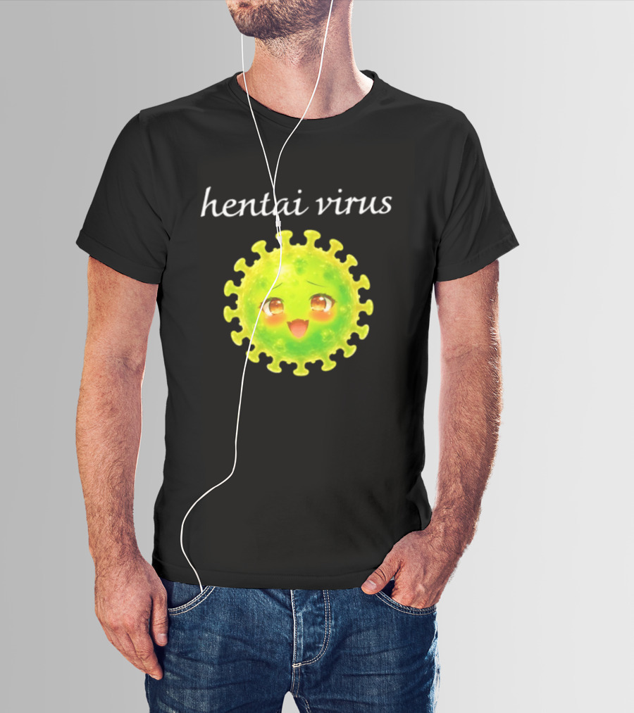 Hentai Virus Kawaii Face Cute Green Cartoon Meme T-Shirt