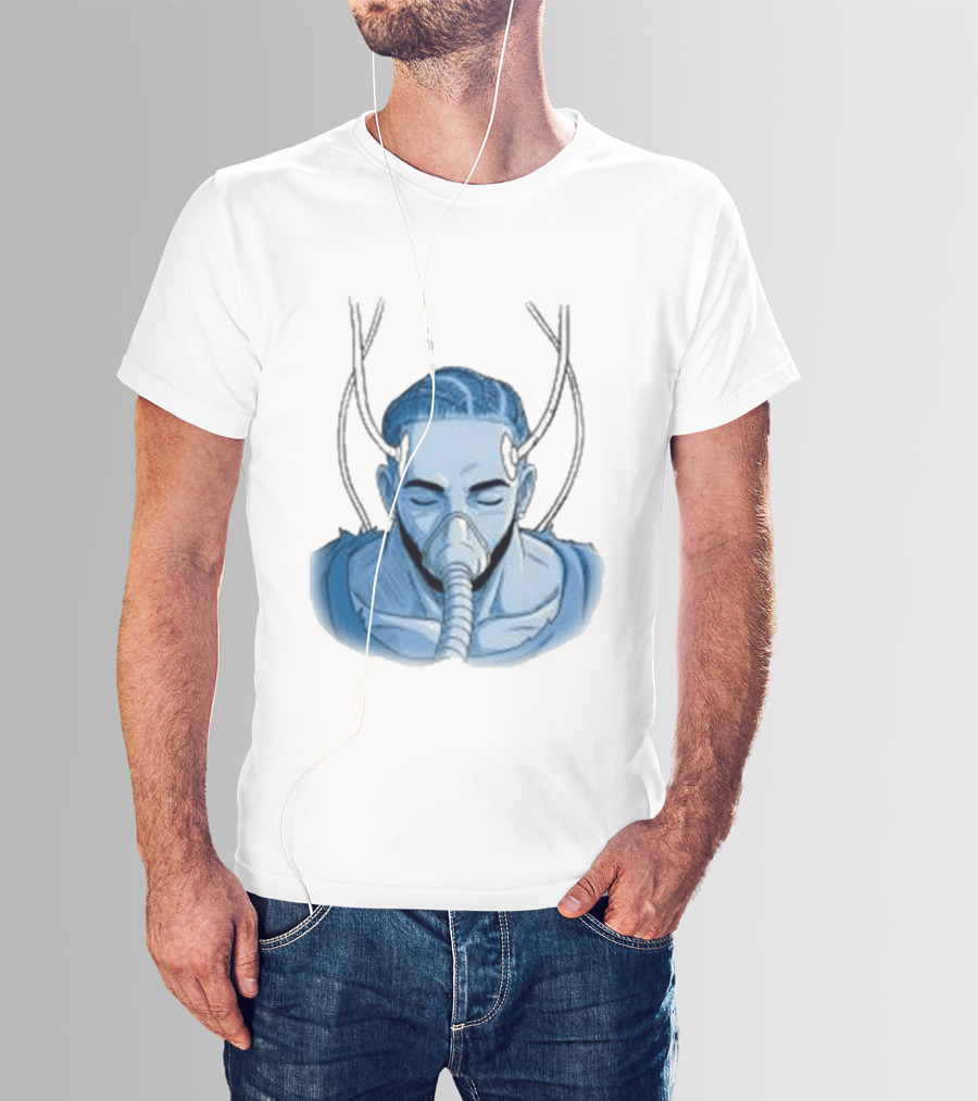 Reaven Leggenda Futuristic Masked Figure With Antlers T-Shirt