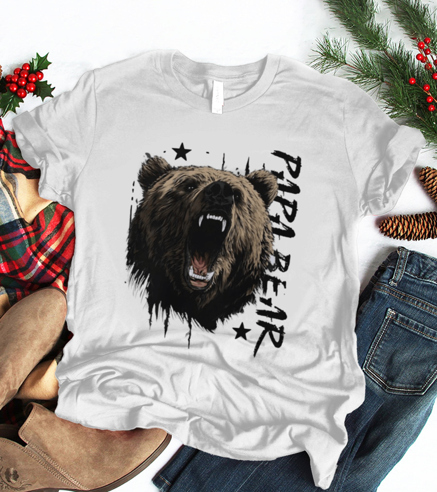 Roaring Grizzly Bear Papa Bear Fierce Wildlife Expression T-Shirt