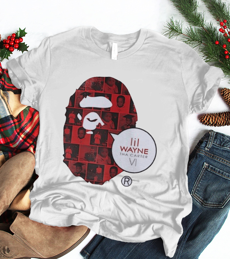 Lil Wayne Tha Carter VI BAPE Collaboration Red Photo Collage T-Shirt