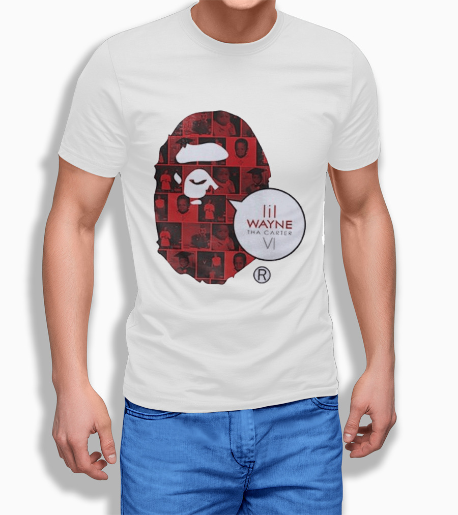 Lil Wayne Tha Carter VI BAPE Collaboration Red Photo Collage T-Shirt
