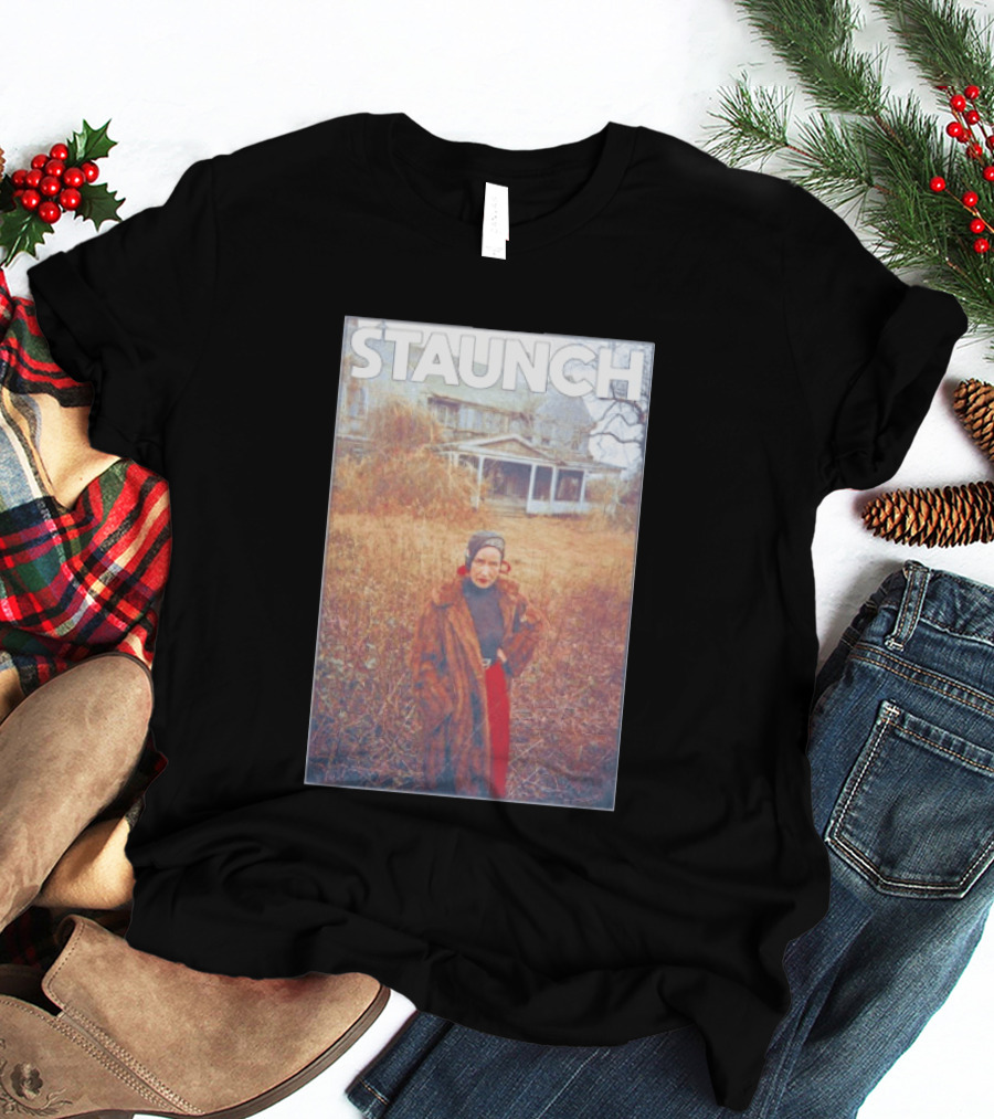 STAUNCH Vintage Fur Coat Homestead Scene T-Shirt