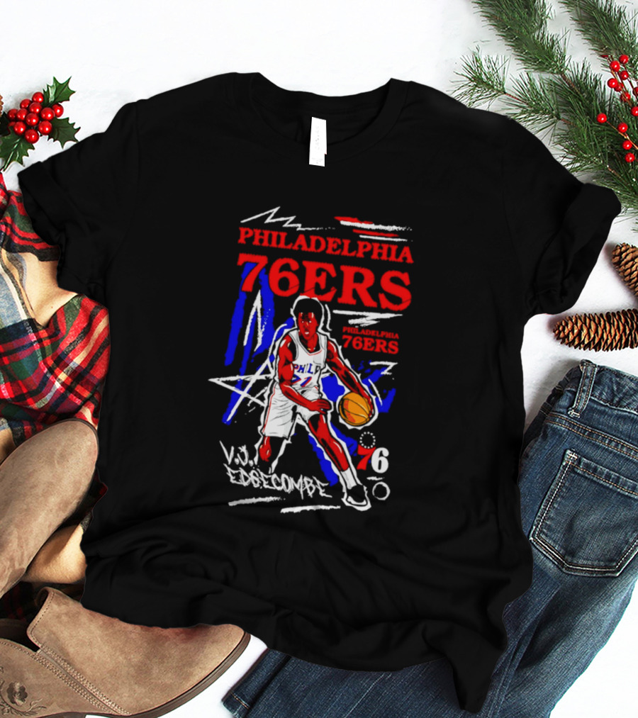 Philadelphia 76ers VJ Edgecombe Chalked Up Player Name Number 6 T-Shirt