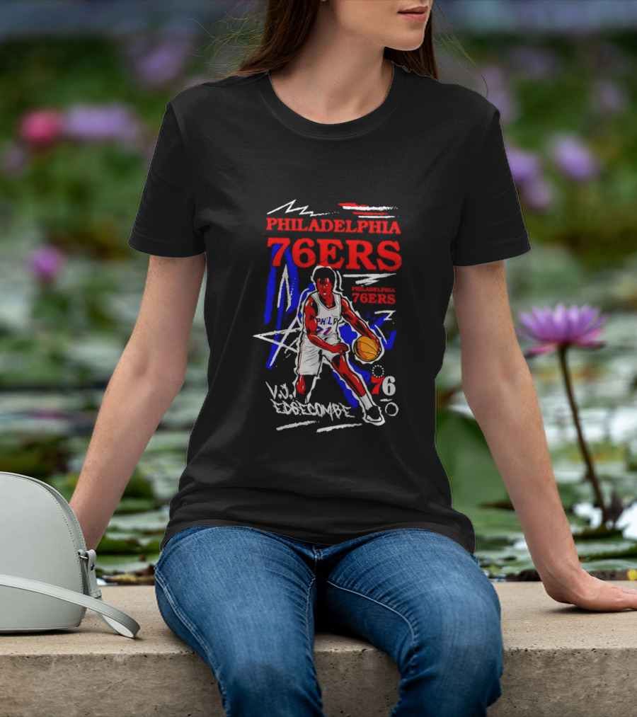 Philadelphia 76ers VJ Edgecombe Chalked Up Player Name Number 6 T-Shirt